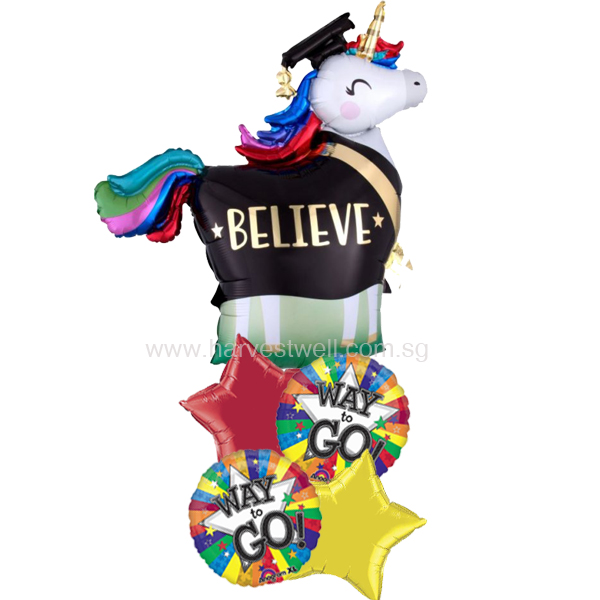 Graduation Unicorn Balloon Bouquet